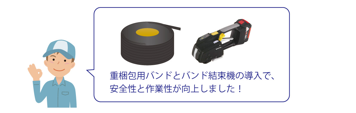 重梱包用バンド、結束機導入